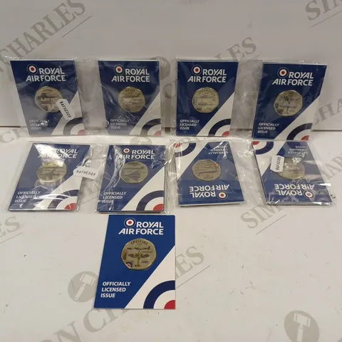 BOX TO CONTAIN APPROX. 17 X ASSORTED THE ROYAL AIR FORCE COMMEMORATIVE COINS. DESIGNS VARY