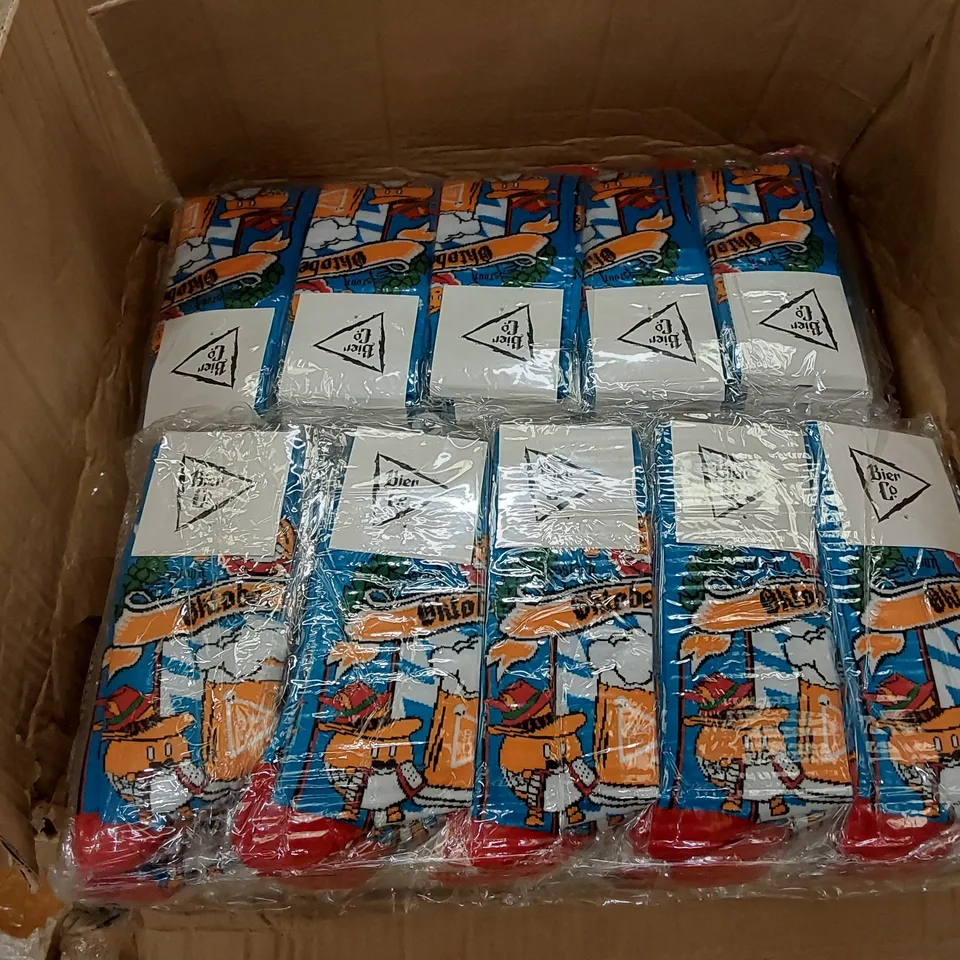BOX OF BRAND NEW BIER CO OKTOBERFEST SOCKS // APPROXIMATELY 320 PAIRS (1 BOX)