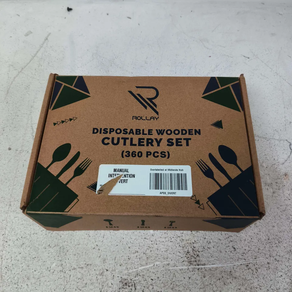 ROLLAY DISPOSABLE WOODEN CUTLERY SET – 360 PCS 