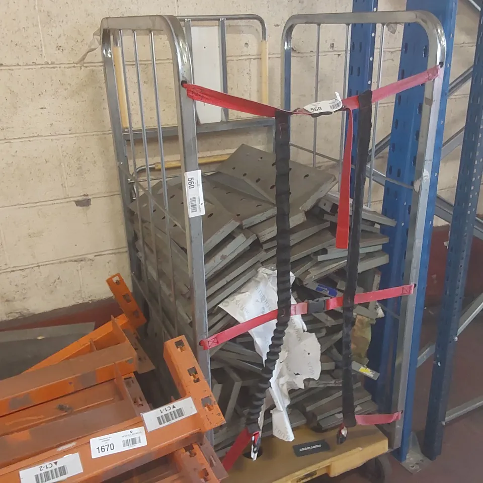 CAGE OF ASSORTED WAREHOUSE RACKING PARTS // CAGE NOT INCLUDED