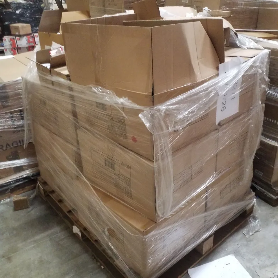 PALLET CONTAINING ASSORTED DECORATIONS INCLUDING GARLANDS, HANGING GLASS CLOCHES, MIRROR BALL STEMS & FELT CHRISTMAS TREES