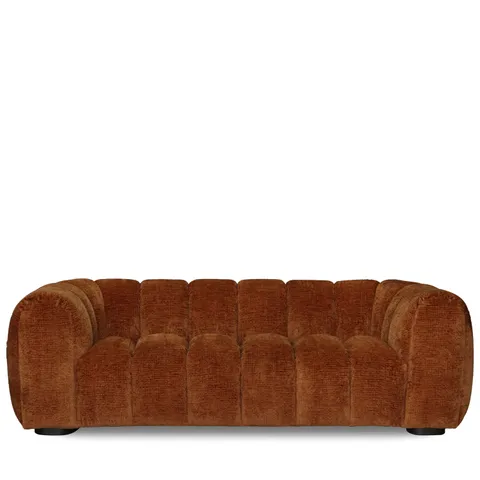 BRAND NEW BOXED DISKA BELLE 4 SEATER GLAM BLOCK FABRIC SOFA - BURNT ORANGE