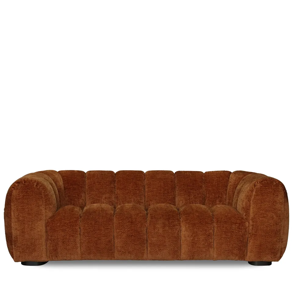 BRAND NEW BOXED DISKA BELLE 4 SEATER GLAM BLOCK FABRIC SOFA - BURNT ORANGE 