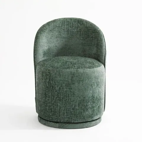 BOXED BLUE ELEPHANT UPHOLSTERED SWIVEL BARREL CHAIR - GREEN (1 BOX)