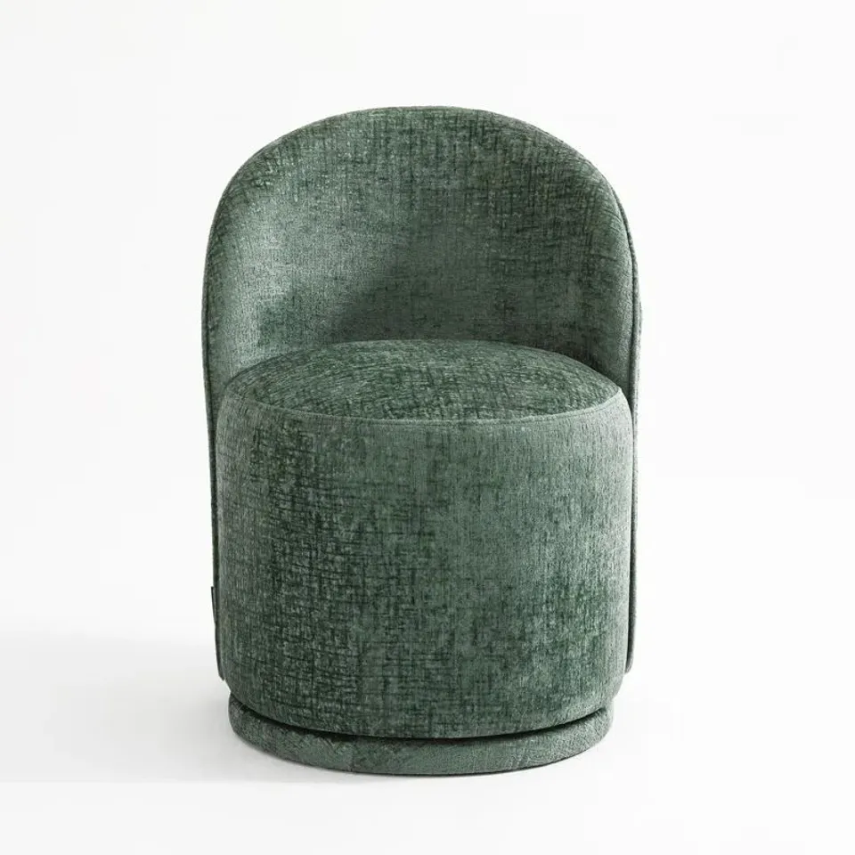 BOXED BLUE ELEPHANT UPHOLSTERED SWIVEL BARREL CHAIR - GREEN (1 BOX)
