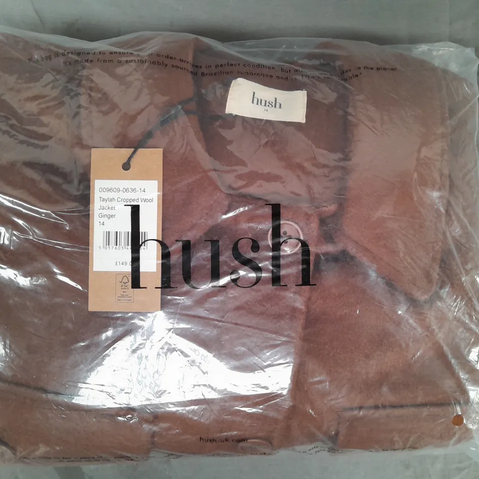 HUSH TAYLAH CROPPED WOOL JACKET IN GINGER SIZE 14