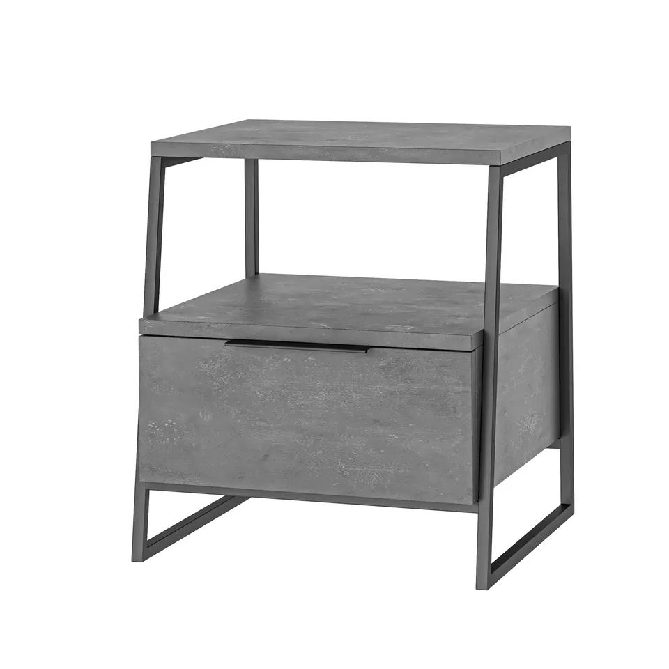 BOXED PAL NIGHTSTAND/SIDE TABLE WITH DRAWS IN RETRO GREY