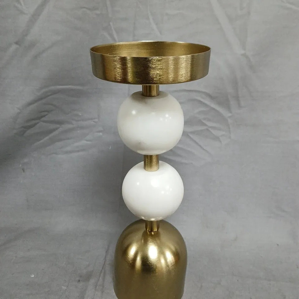 PILLAR CANDLE HOLDER WITH DOUBLE BOBBLE DETAIL 