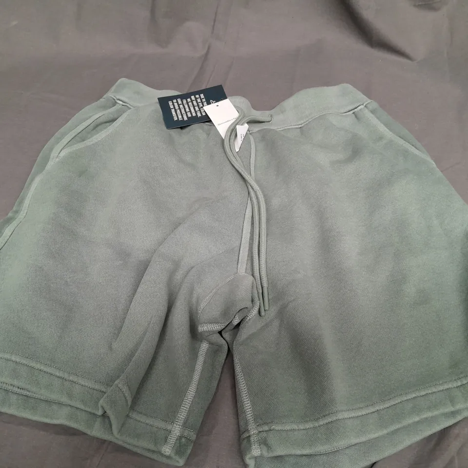 ABERCROMBIE & FITCH LIGHT GREEN FLEECE JOGGING SHORTS - SMALL