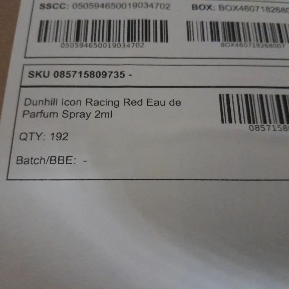 APPROXIMATELY 192 DUNHILL ICON RACING RED EAU DE PARFUM SPRAY 2ML SAMPLES 