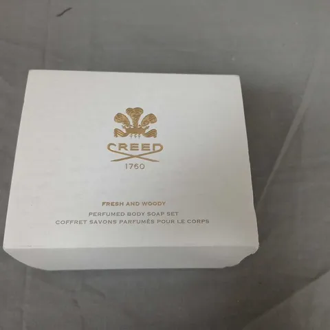 CREED 1760 FRESH AND WOODY PERFUMED BODY SOAP SET – BOXED