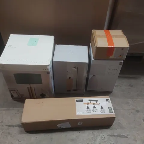 PALLET TO CONTAIN A VERY LARGE QUANTITY OF DESIGNER INDOOR LIGHTING PRODUCTS TO INCLUDE: TABLE LAMPS, CEILING LIGHTS, FLOOR LAMP ECT