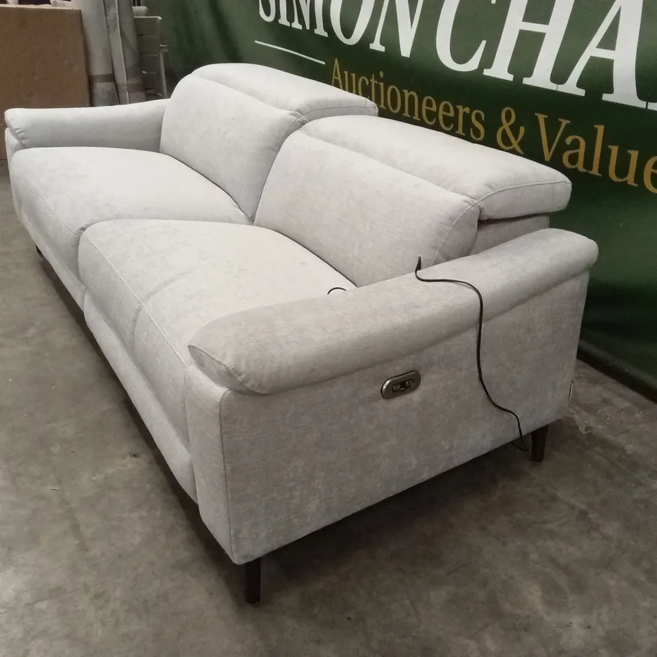 DANETTI SERENE SILVER FABRIC 3 SEATER RECLINER SOFA
