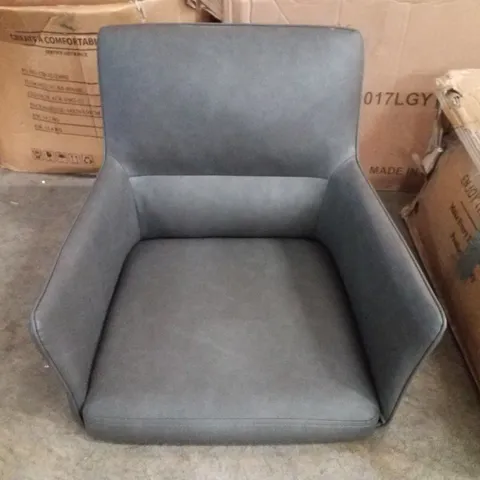 BOXED SET OF 2 GREY FAUX LEATHER DINING CHAIRS 