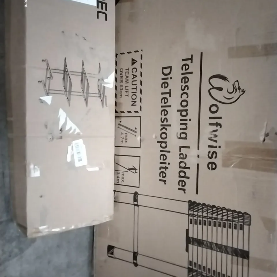 PALLET OF ASSORTED HOUSEHOLD ITEMS TO INCLUDE TELESCOPING LADDER, LED CEILING LIGHT AND OFFICE CHAIRS