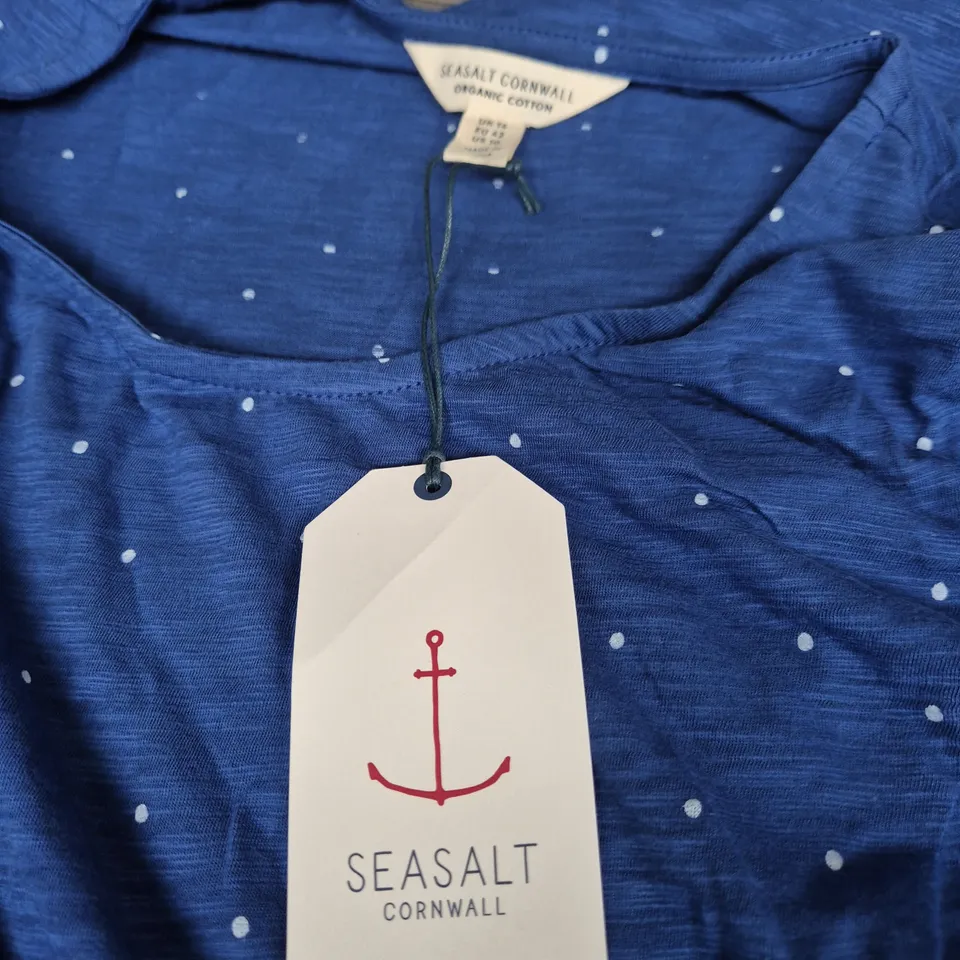 SEASALT CORNWALL BLUE POLKA DOT DRESS – UK 14