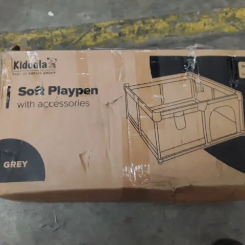 BOXED KIDOOLA SOFT PLAY PEN WITH ACCESSORIES- GREY