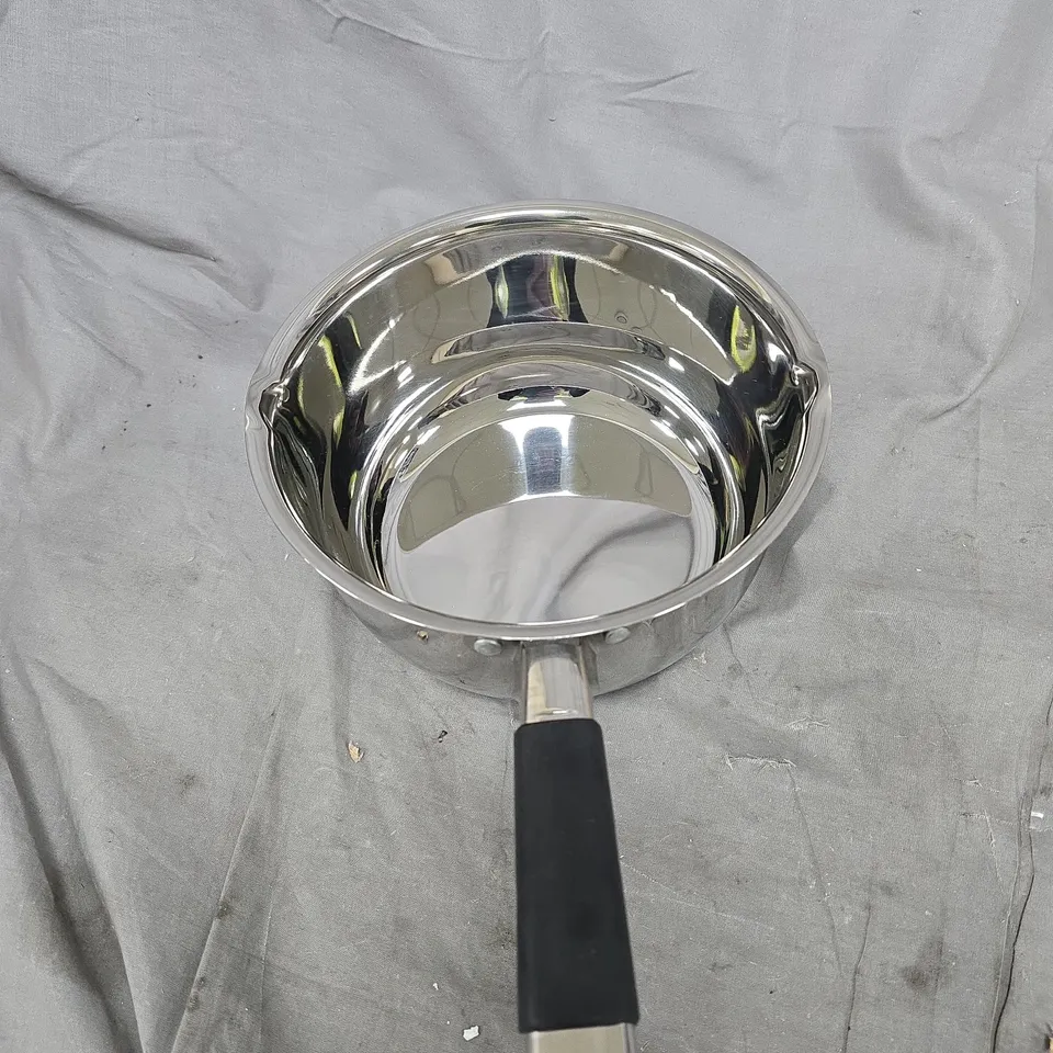 VINOD STAINLESS STEEL  PAN – SMALL SAUCEPAN WITH BLACK HANDLE