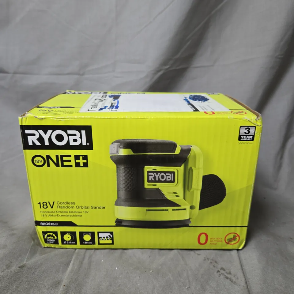BOXED RYOBI ONE+ CORDLESS RANDOM ORBITAL SANDER