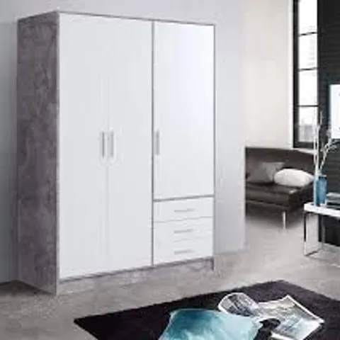 BOXED FORTE JUPITER WARDROBE - WHITE/LIGHT GREY // SIZE: 60 CM X 144.6 CM X 220 CM (5 BOXES)