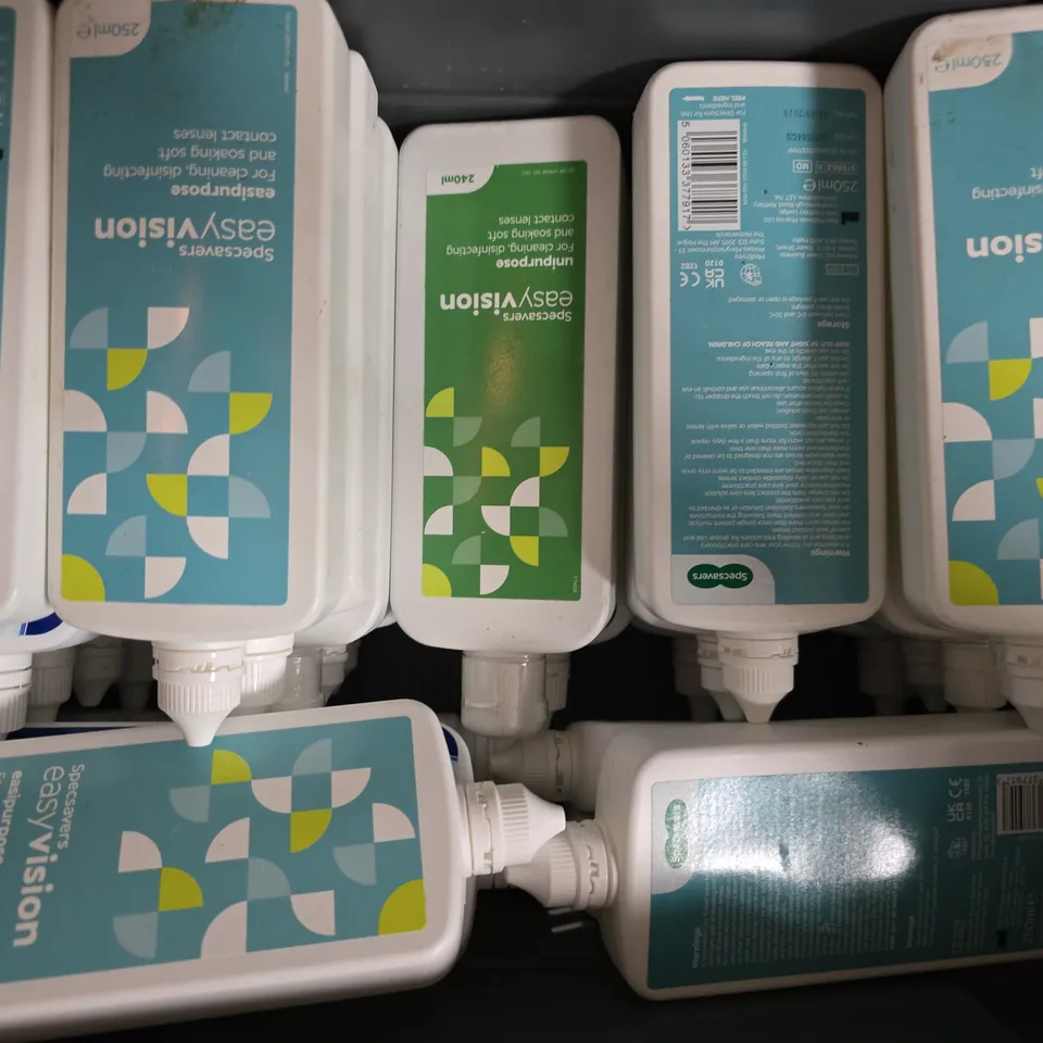 APPROXIMATELY 20 ASSORTED CONTACT LENS CARE PRODUCTS TO INCLUDE BOOTS, EASY VISION, ETC