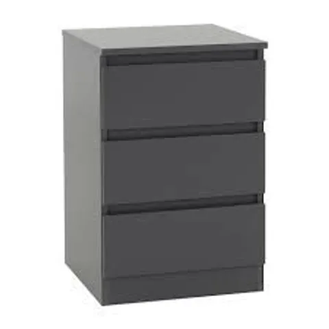 BRAND NEW BOXED MALVERN 3 DRAWER BEDSIDE TABLE - GREY