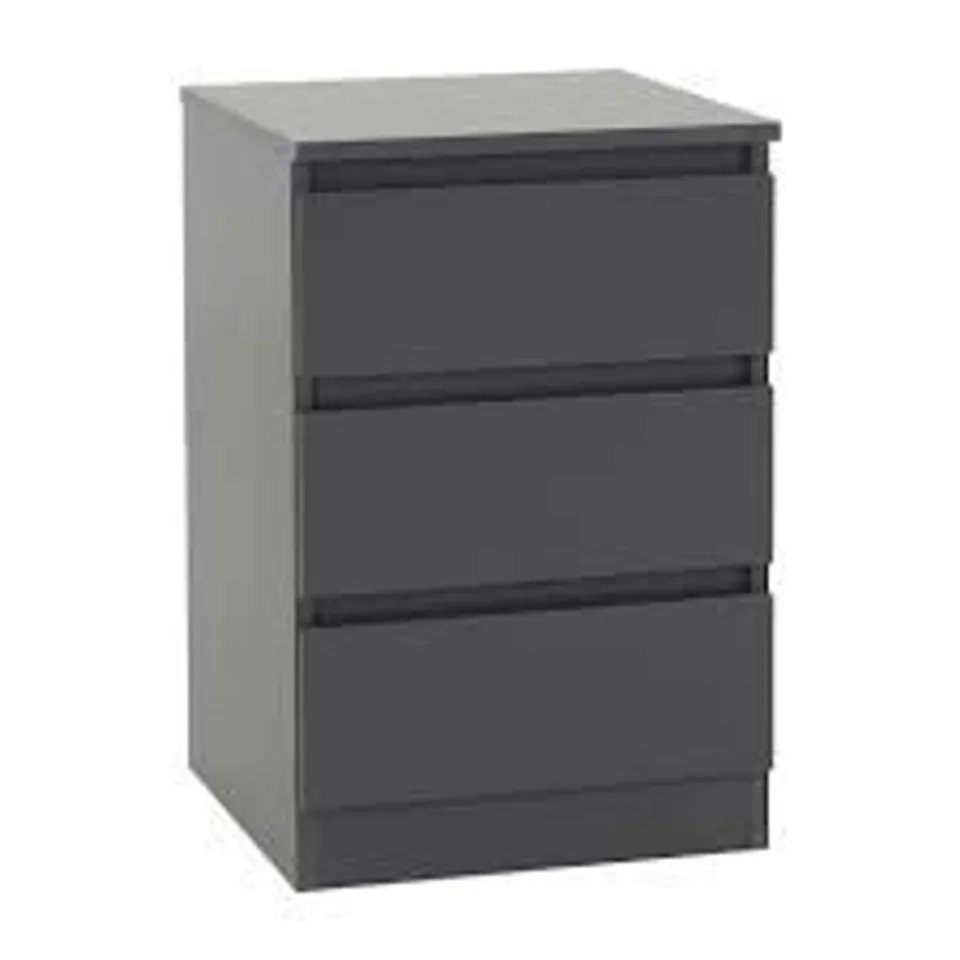 BRAND NEW BOXED MALVERN 3 DRAWER BEDSIDE TABLE - GREY