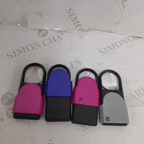 SECUREBRITE SET OF 4 MAGNIFIERS BLUE PINK BLACK AND GREY