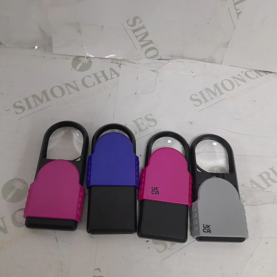 SECUREBRITE SET OF 4 MAGNIFIERS BLUE PINK BLACK AND GREY