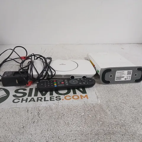 TOTE OF APPROXIMATELY 12 ASSORTED ITEMS TO INCLUDE PLUSNET ROUTER, SMART HUB, REMOTE CONTROL ETC