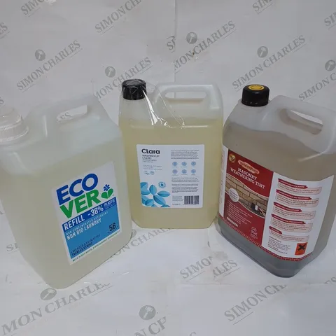 LOT OF 3 ITEMS TO INCLUDE CLARA WASHING UP LIQUID, ECOVER NON CONCENTRATED DETERGENT REFILL, BEBBINGTONS MASONRY WEATHERING TINT