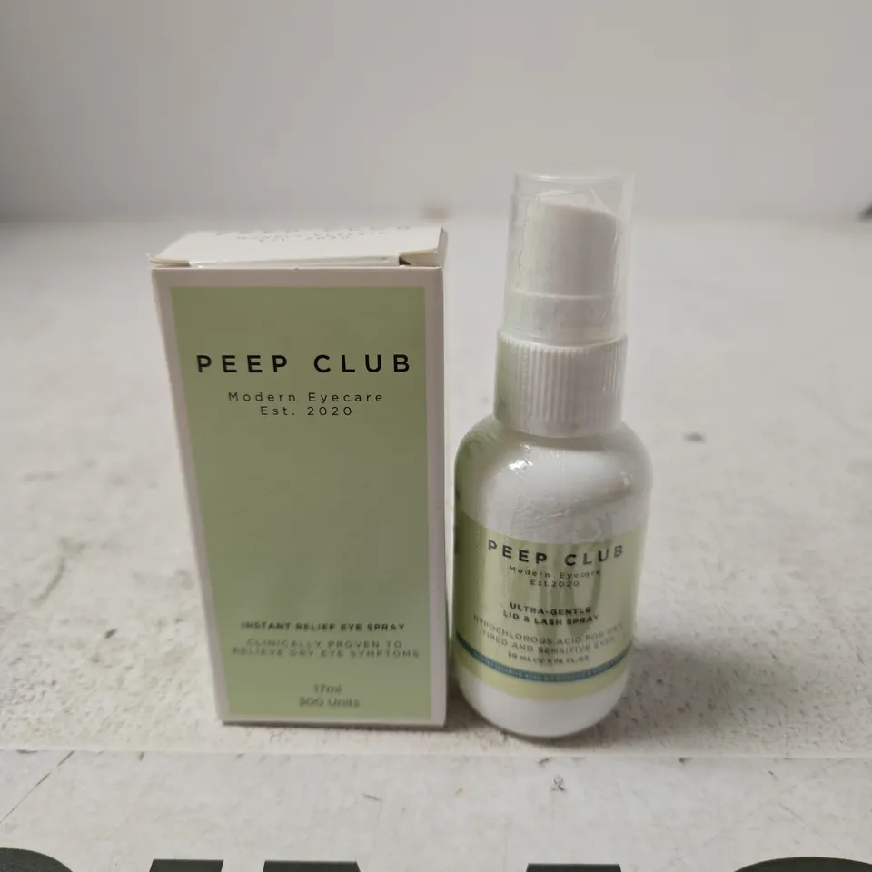 PEEP CLUB MODERN EYECARE INSTANT RELIEF EYE SPRAY & ULTRA GENTLE LID & LASH SPRAY