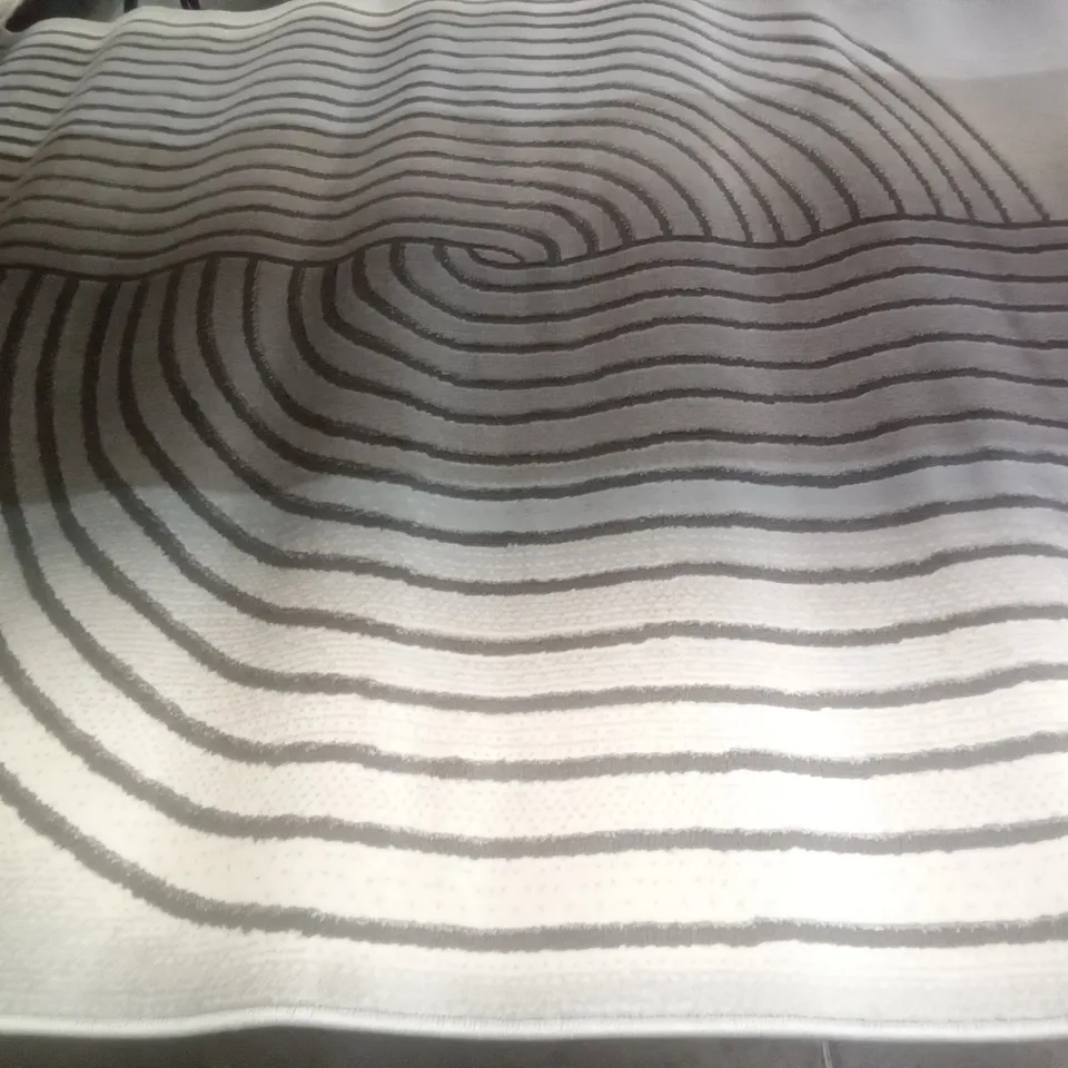 FAIRMONT ARCHER RETRO MACHINE WOVEN GREY RUG 155X120CM
