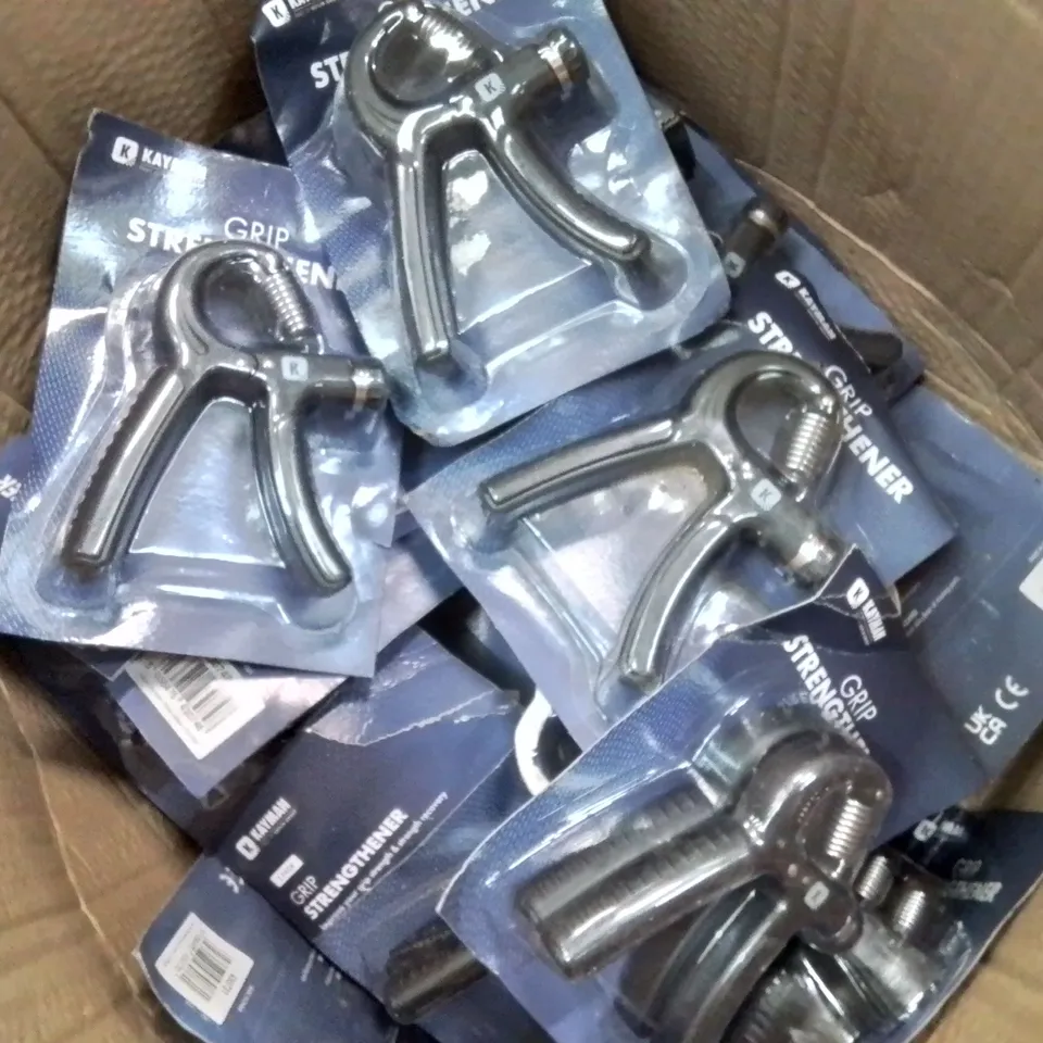 BOX CONTAINING LARGE AMOUNT OF BOXED GRIP STRENGTHENER 