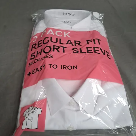 SEALED M&S 3 PACK REGULAR FIT SHORT SLEEVE BLOUSES - 15-16 YEAR