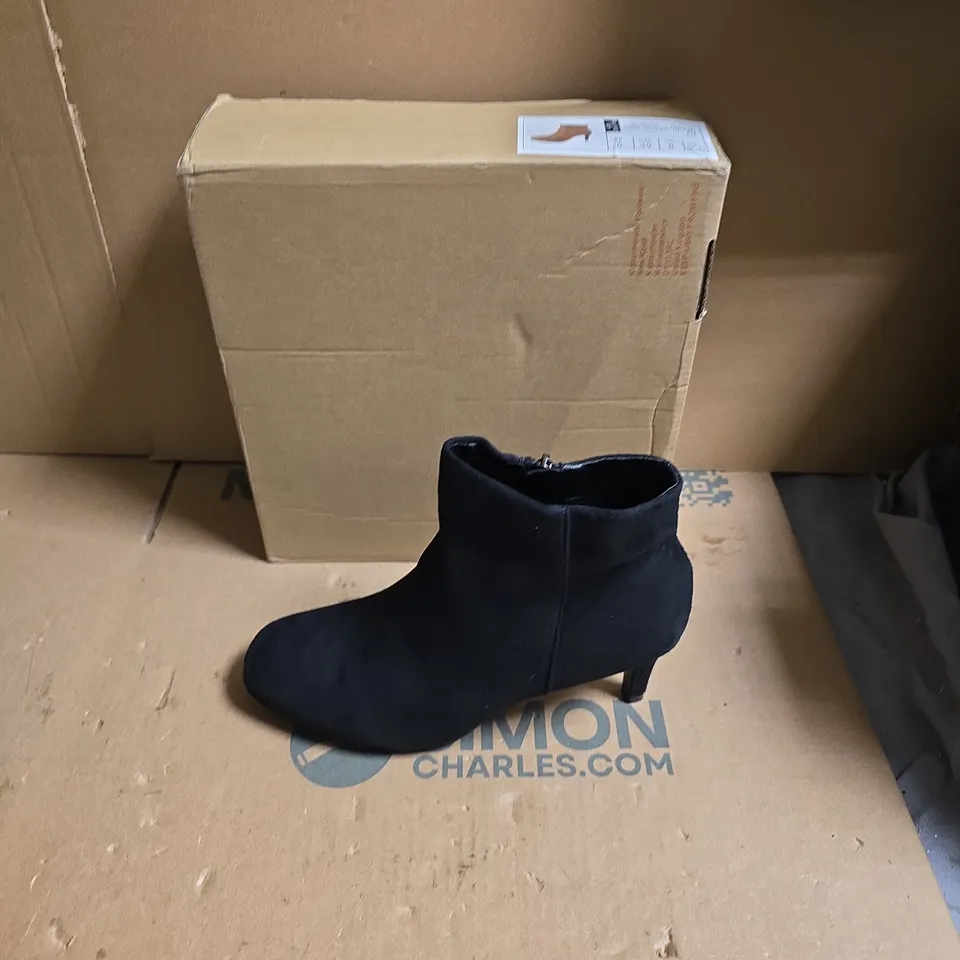 WOMEN'S BLACK SUEDE ANKLE BOOT WITH ZIP – HEELED - uk size 6