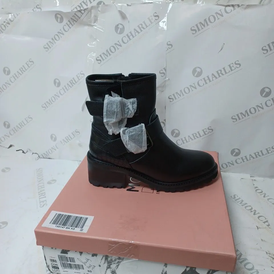 BOXED MODA IN PELLE CORNELIA BIKER BOOTS, BLACK - SIZE 5