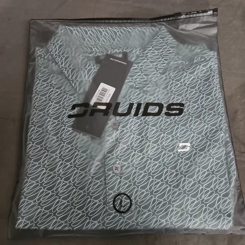 BAGGED DRUIDS DOODLE POLO SHIRT – GREEN, SIZE L