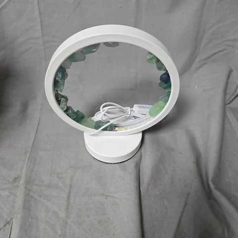 CRYSTAL WELLNESS LAMP – WHITE CIRCULAR RING WITH CRYSTAL ACCENTS