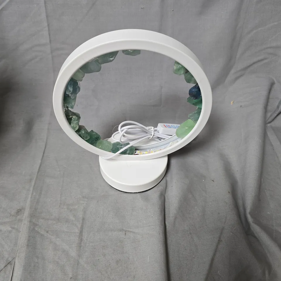 CRYSTAL WELLNESS LAMP – WHITE CIRCULAR RING WITH CRYSTAL ACCENTS