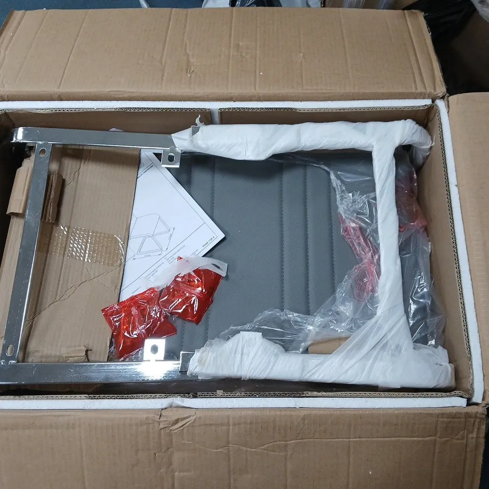 BOXED PAIR OF JET FAUX LEATHER CANTILEVER CHAIRS - MID GREY