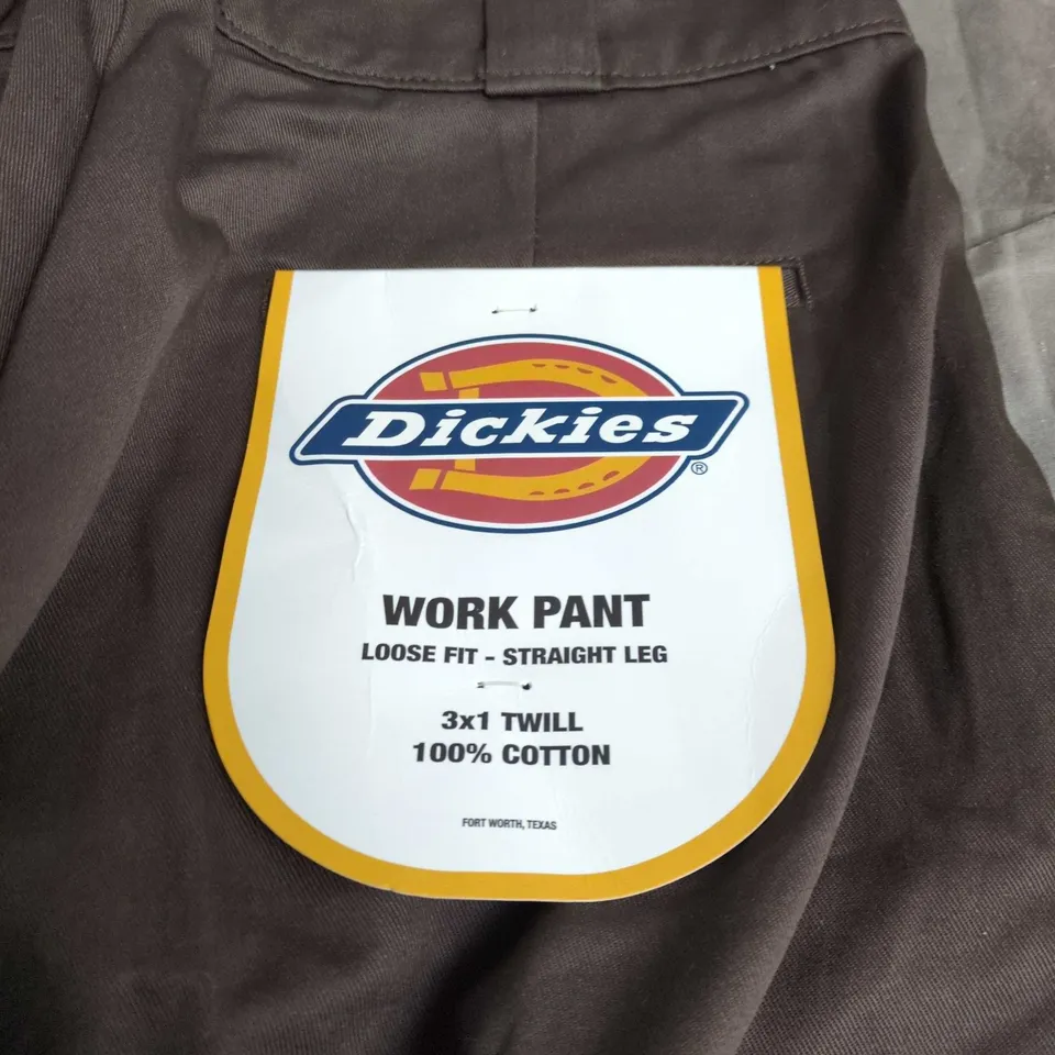 DICKIES WORK PANT – DARK BROWN, LOOSE FIT, STRAIGHT LEG, 100% COTTON, UK 30 X 30