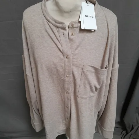 REISS FELICITY THERMAL GRANDAD SHIRT IN FAWN SIZE L