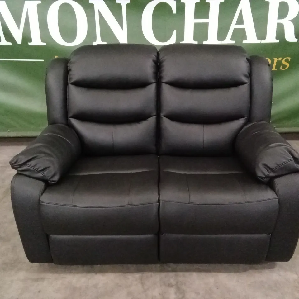 ROTHBURY LUXURY FAUX LEATHER HIGH BACK 2 SEATER MANUAL RECLINER SOFA - BLACK RRP £629