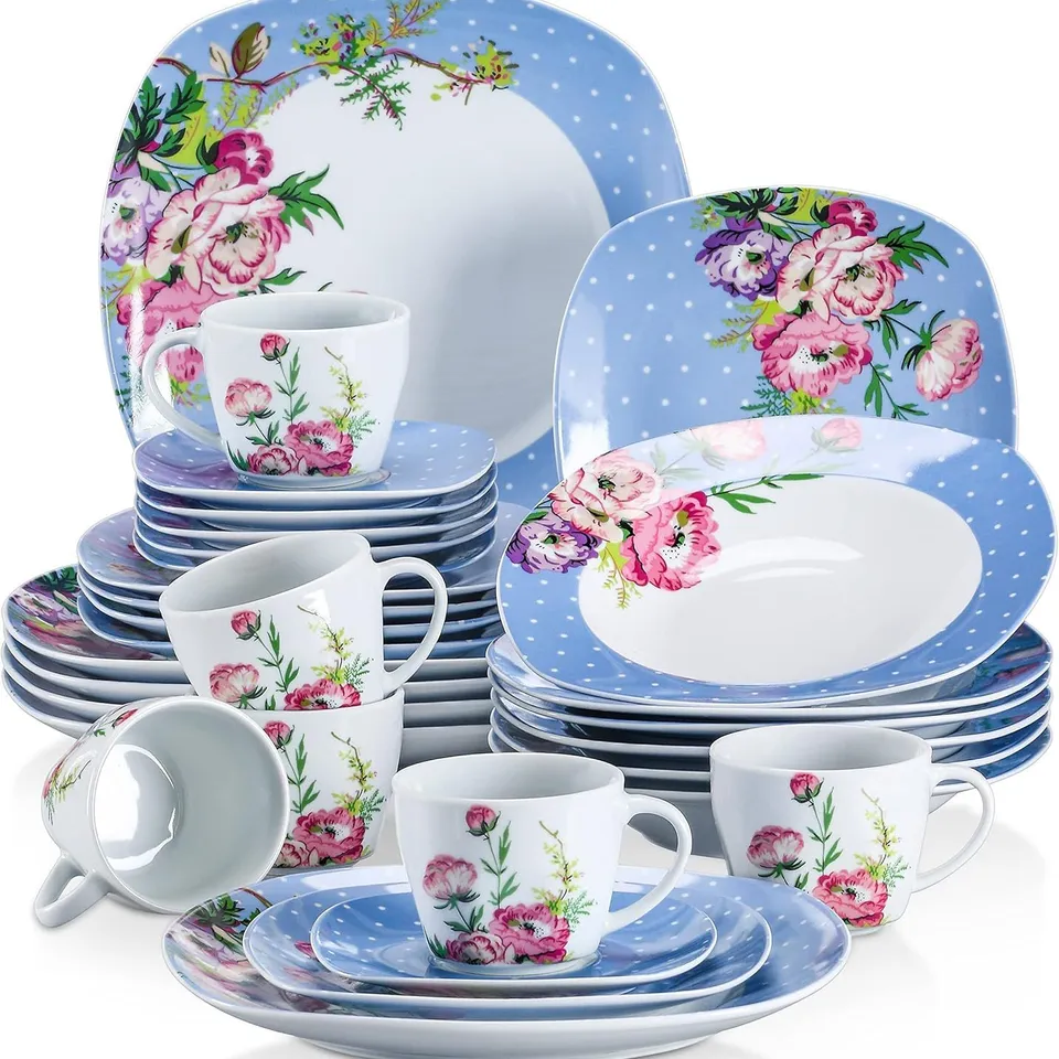 BOXED VANCASSO PORCELAIN DINNERWARE - SET OF 60 (2 BOXES)