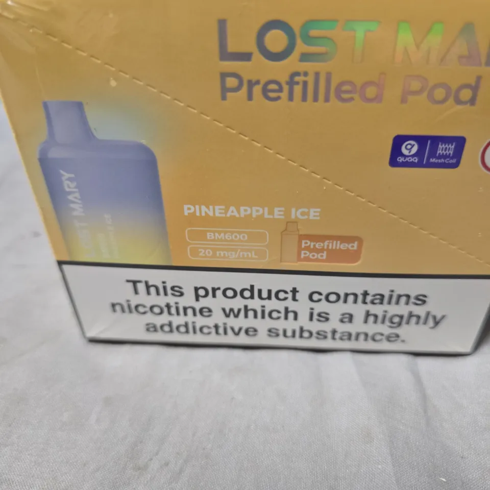SEALED LOST MARY BM600 RECHARGABLE PREFILLED POD KIT PINEAPPLE ICE