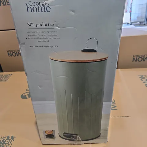 BOXED GEORGE 30L PEDAL BIN - GREEN