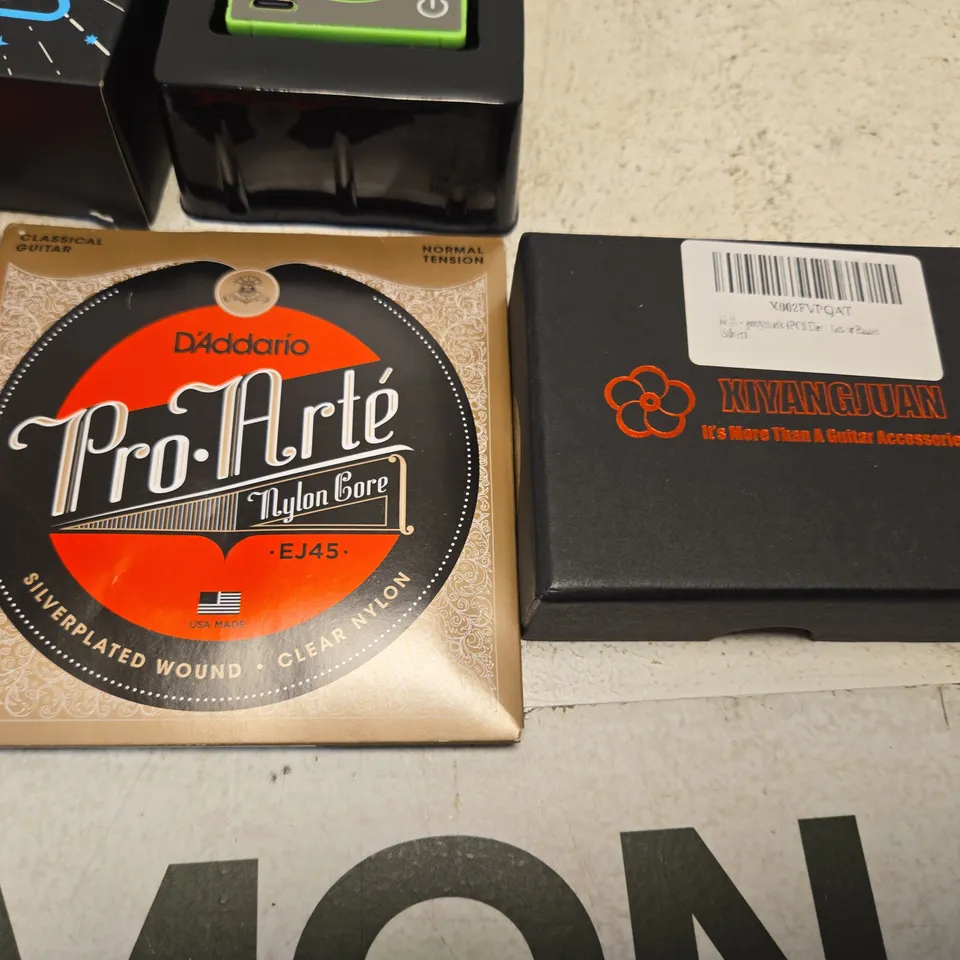 FIVE ASSORTED MUSIC ACCESSORIES TO INCLUDE; D'ADDARIO PRO-ARTE NYLON CORE CLASSICAL GUITAR STRINGS EJ45