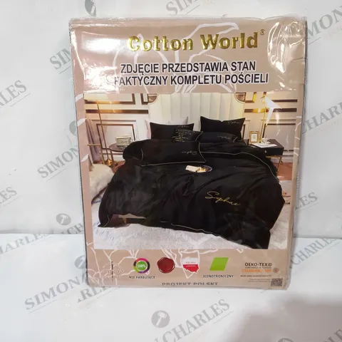 COTTON WORLD DUVET SET IN BLACK - SIZE UNSPECIFIED