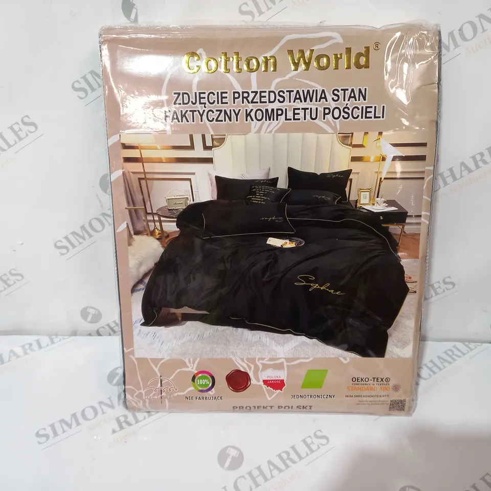 COTTON WORLD DUVET SET IN BLACK - SIZE UNSPECIFIED
